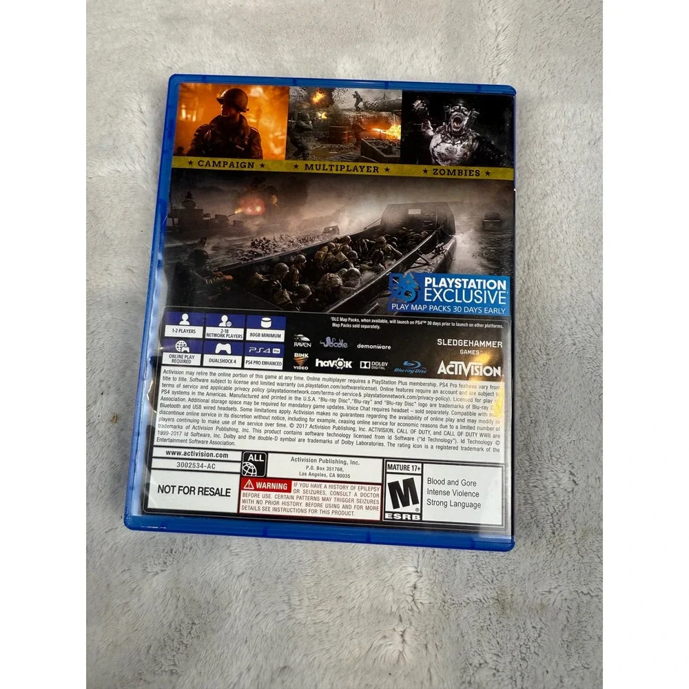 Call of‎ Duty WWII Sony PlayStation 4 PS4 Activision Sledgehammer Games 2017